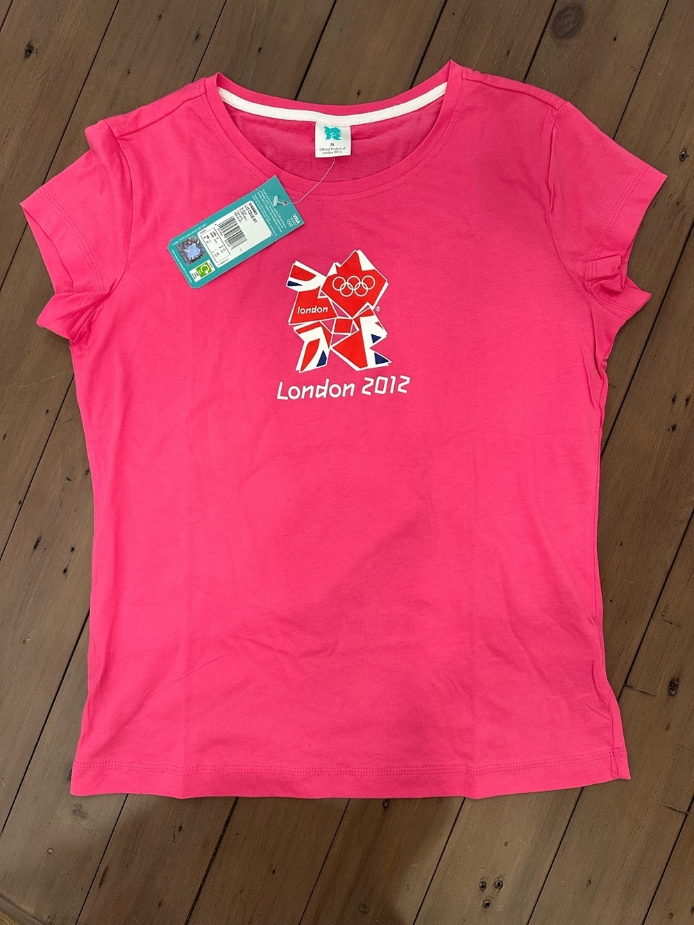 NEW 2012 London Olympics Team USA Womens M Fitted T-Shirt Pink Flag Countries